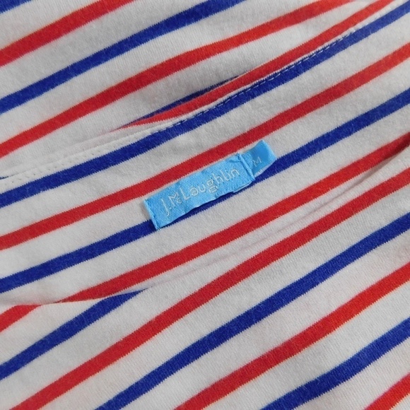 J. MCLAUGHLIN Nicola Tiered Knit Dress Red White Blue Patriotic Medium - Picture 11 of 14